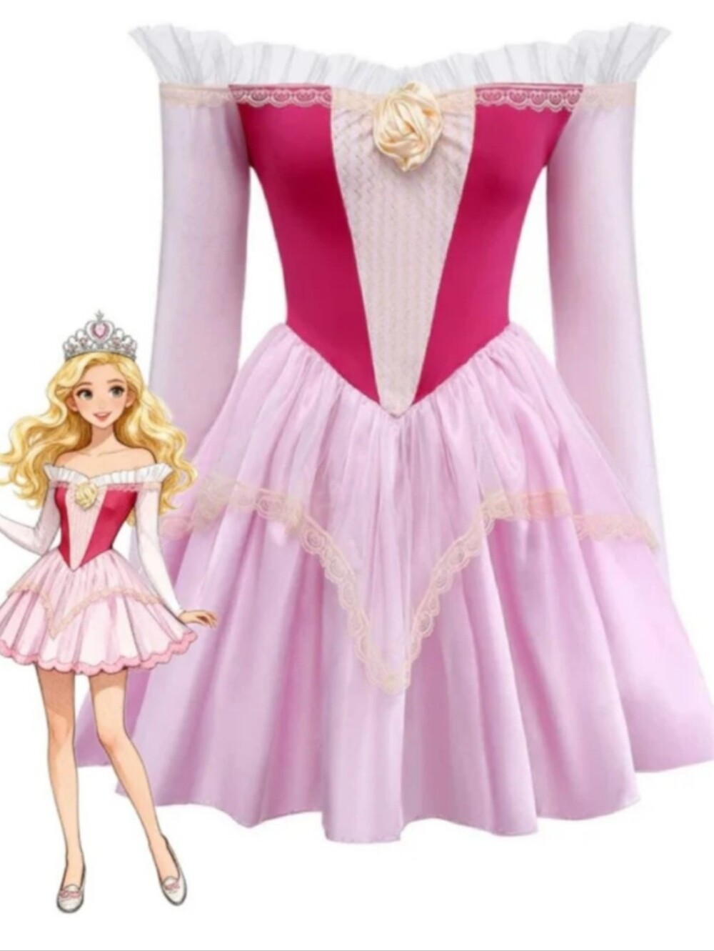 Pink Princess Aurora Off-Shoulder Wondns Costume Dress Size S/M